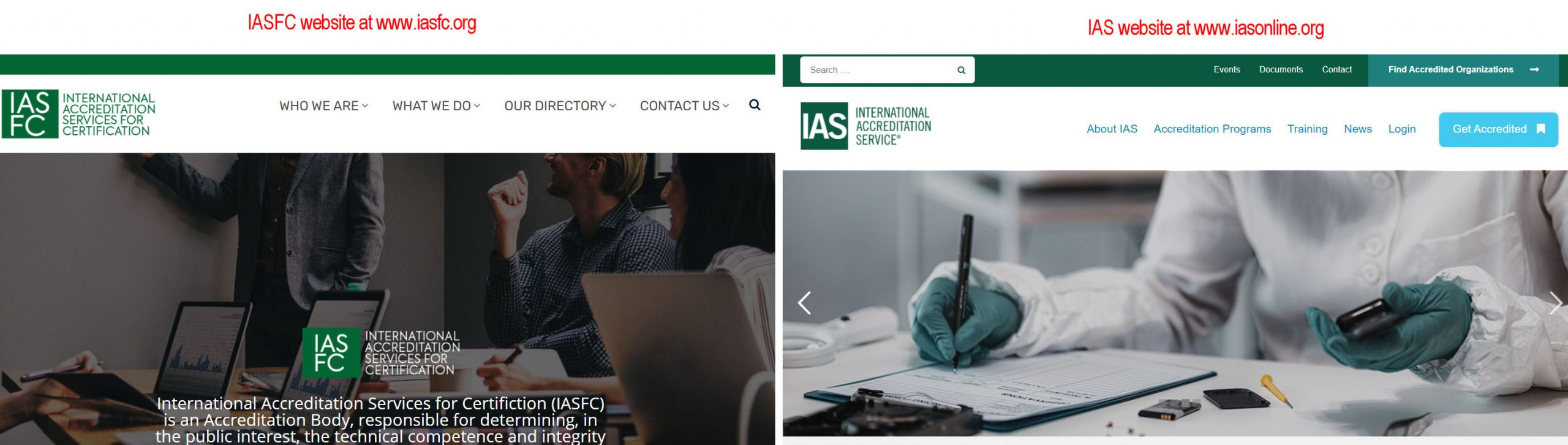 IAS FC website comparison